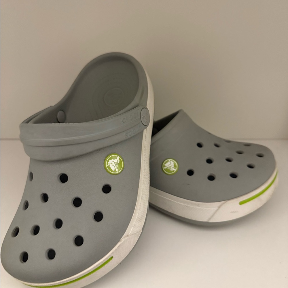 CROCS Kids Gray and Green Water Shoes